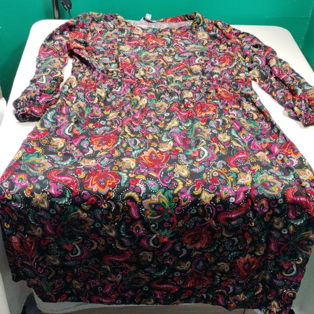 Croft & Barrow Multicolor Paisley Long Sleeve Dress Size 3X